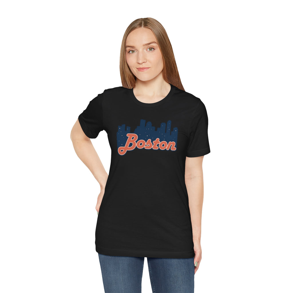 Boston Skyline Tee — Vintage Script City Skyline T-Shirt