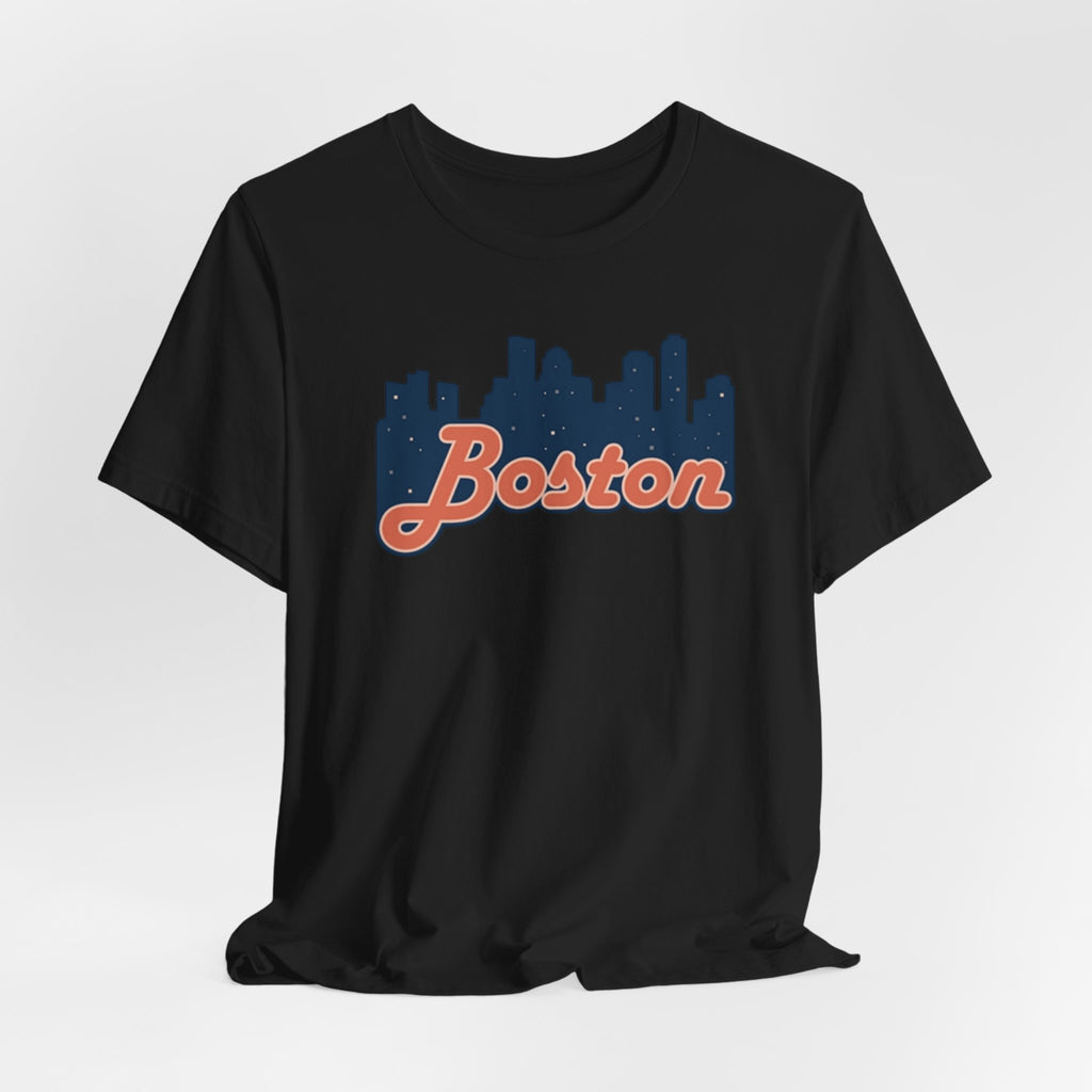 Boston Skyline Tee — Vintage Script City Skyline T-Shirt