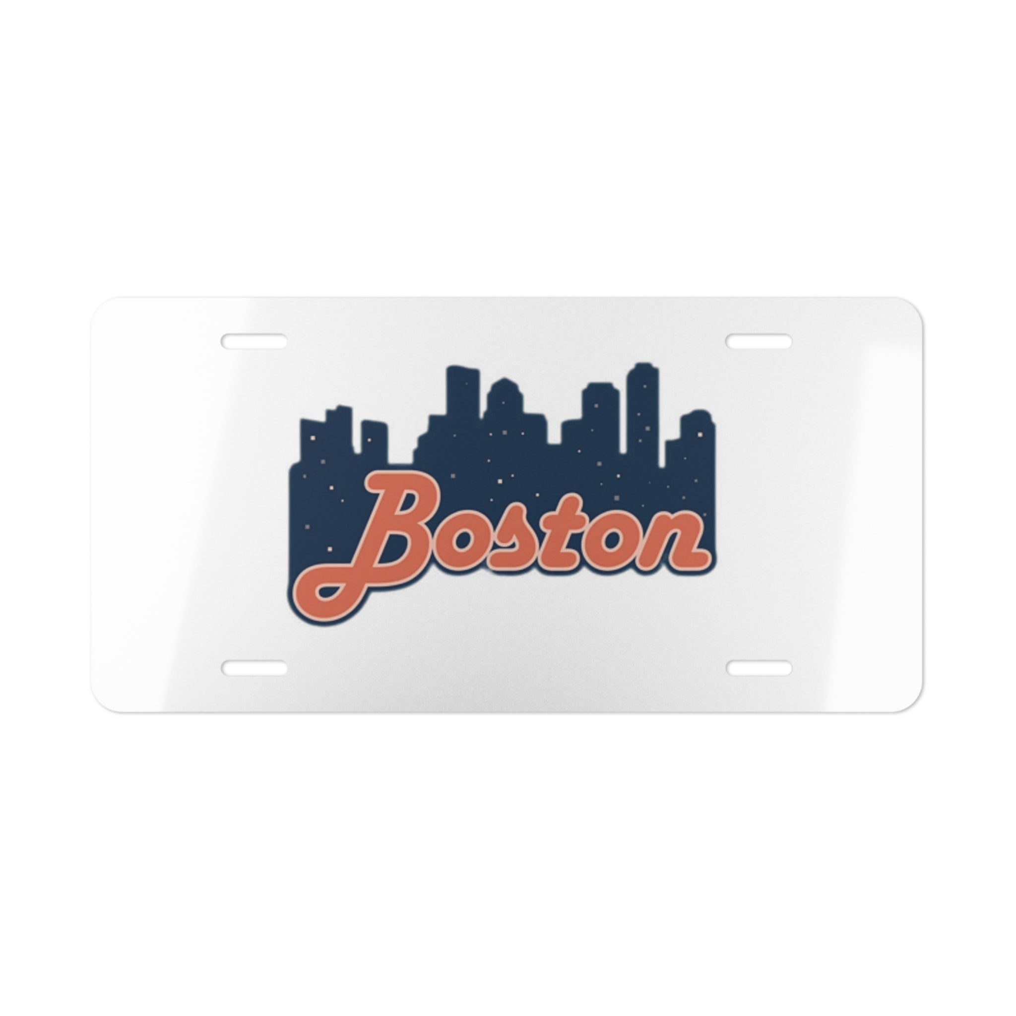 Boston Skyline Vanity Plate — Retro Script Car License Plate