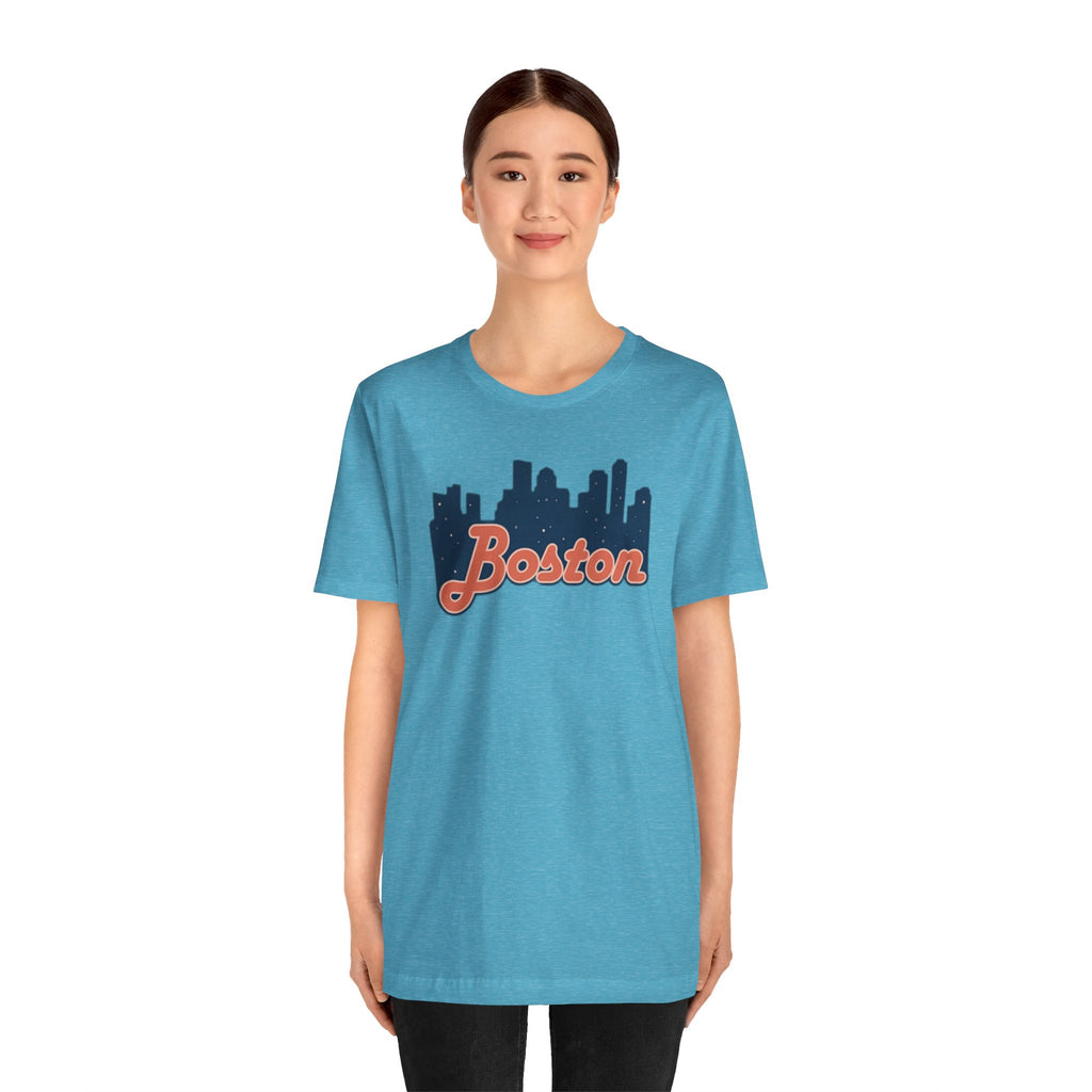Boston Skyline Tee — Vintage Script City Skyline T-Shirt