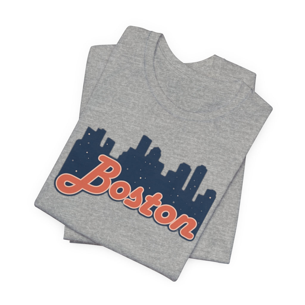 Boston Skyline Tee — Vintage Script City Skyline T-Shirt