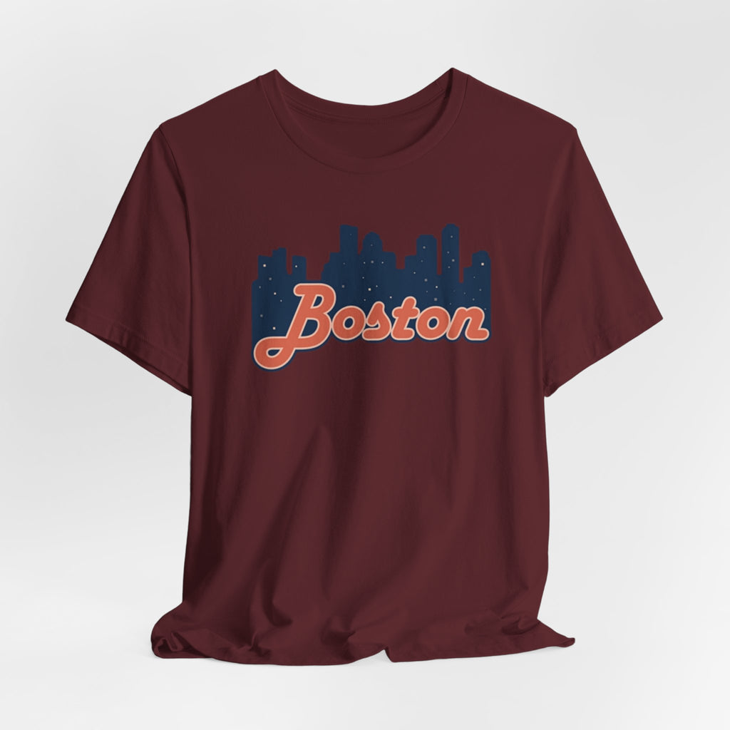 Boston Skyline Tee — Vintage Script City Skyline T-Shirt