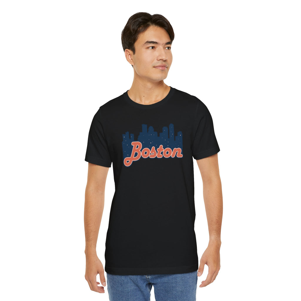 Boston Skyline Tee — Vintage Script City Skyline T-Shirt