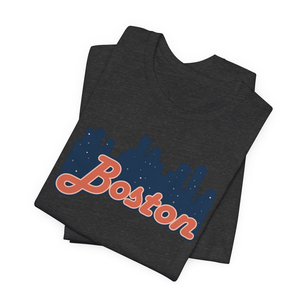 Boston Skyline Tee — Vintage Script City Skyline T-Shirt