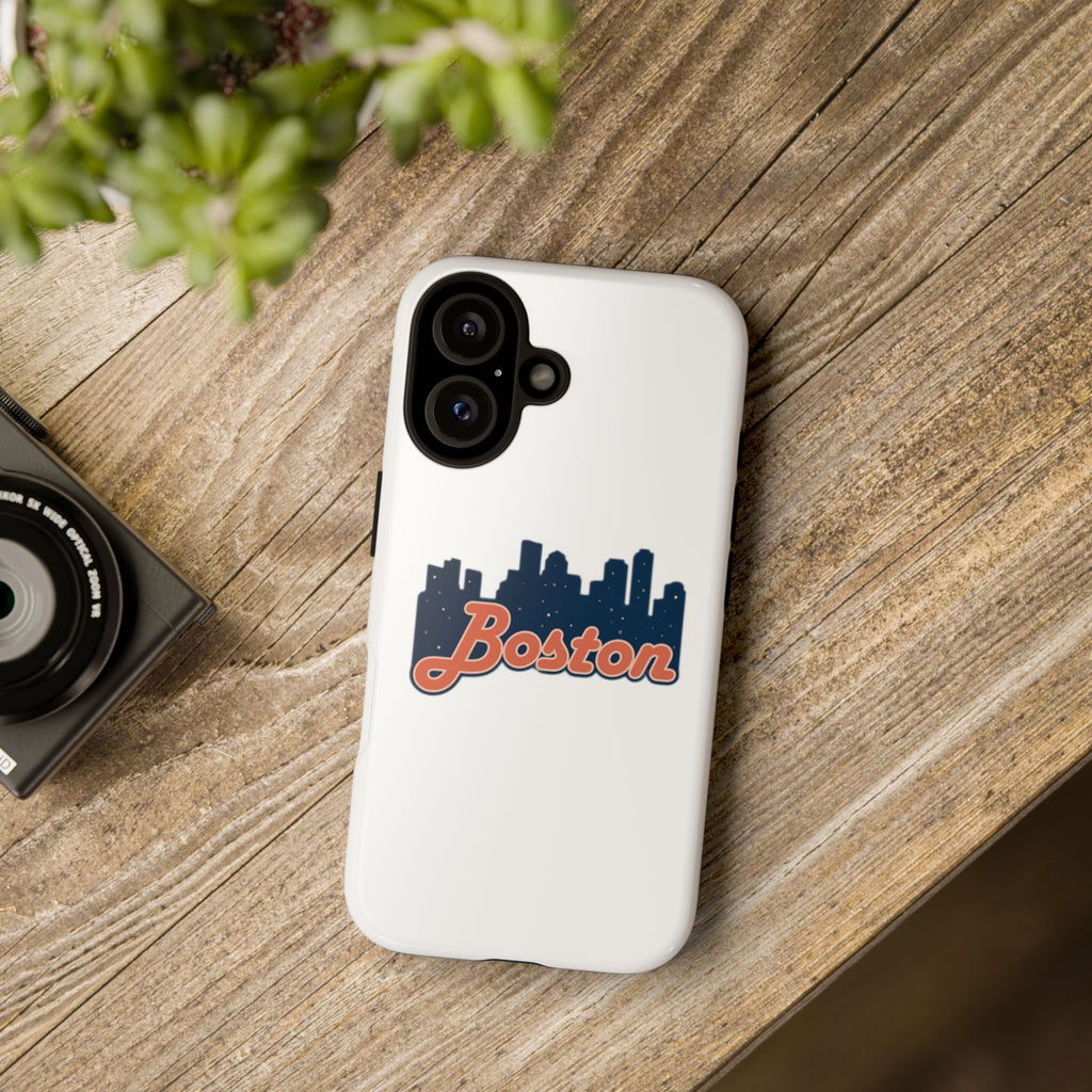 Boston Skyline Tough Phone Case — Vintage Script City Silhouette
