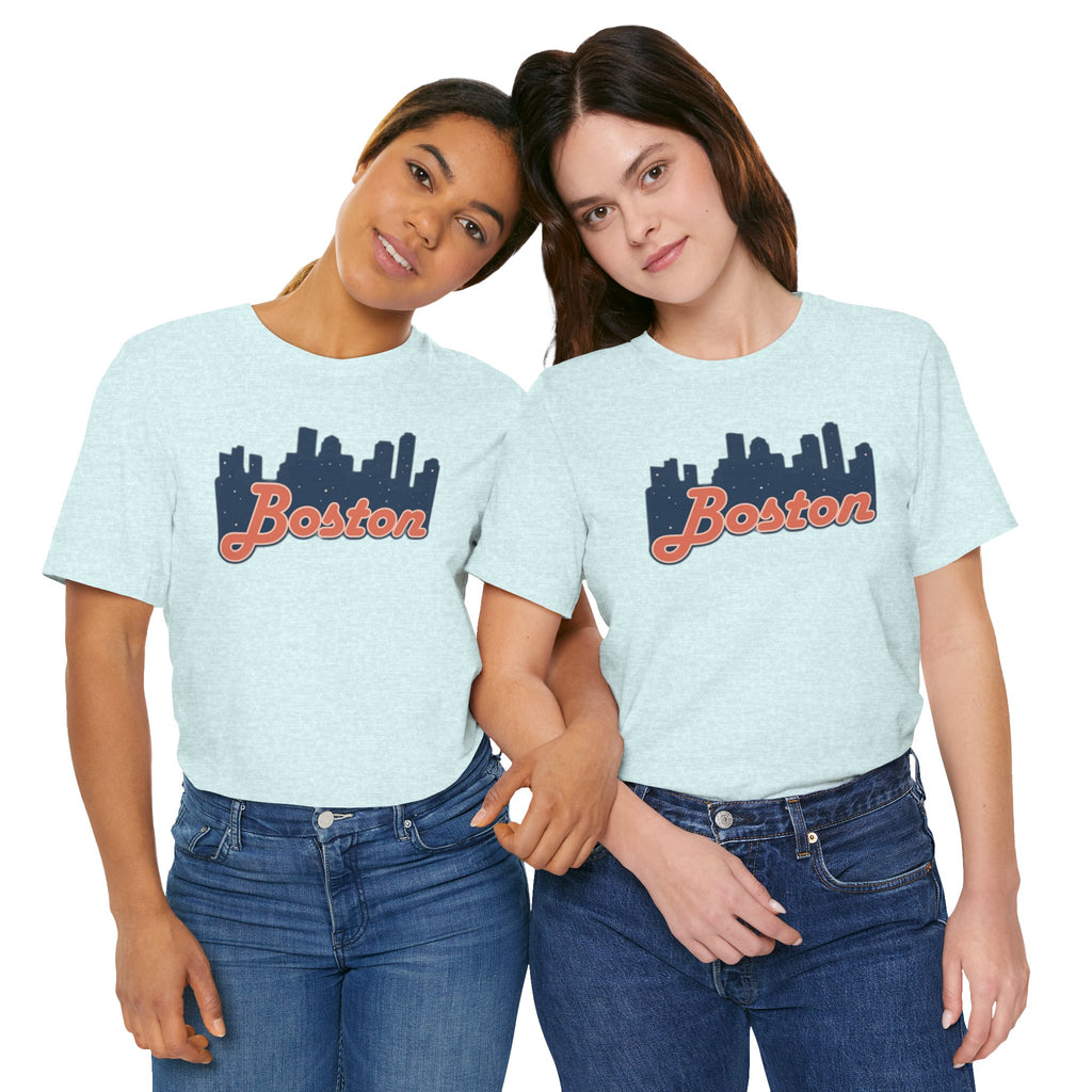 Boston Skyline Tee — Vintage Script City Skyline T-Shirt