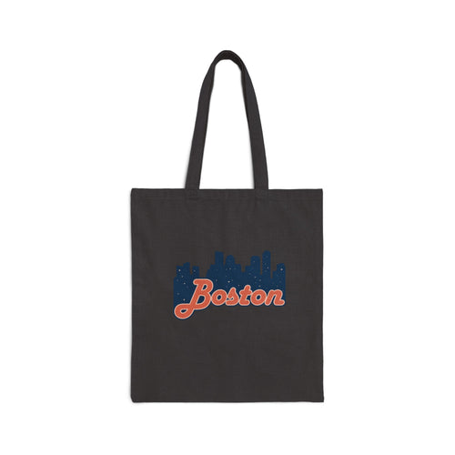 Boston Skyline Canvas Tote Bag — Retro Script City Souvenir