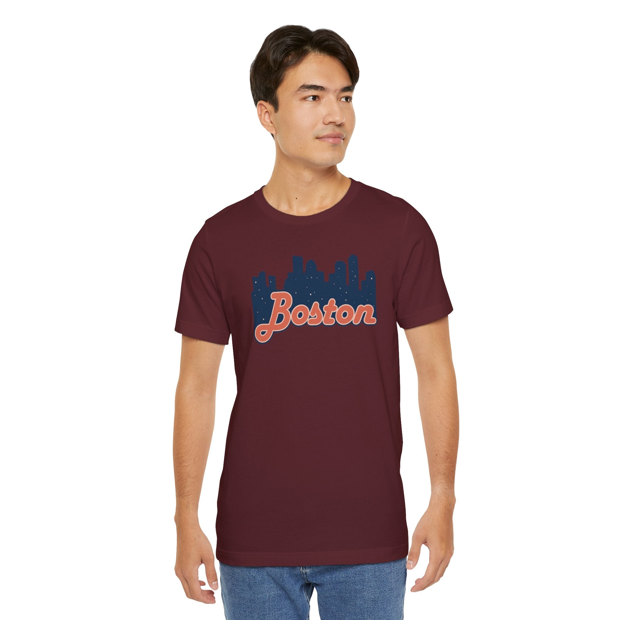 Boston Skyline Tee — Vintage Script City Skyline T-Shirt
