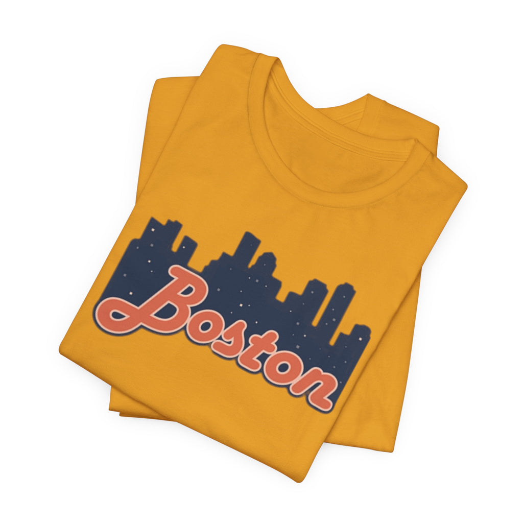 Boston Skyline Tee — Vintage Script City Skyline T-Shirt