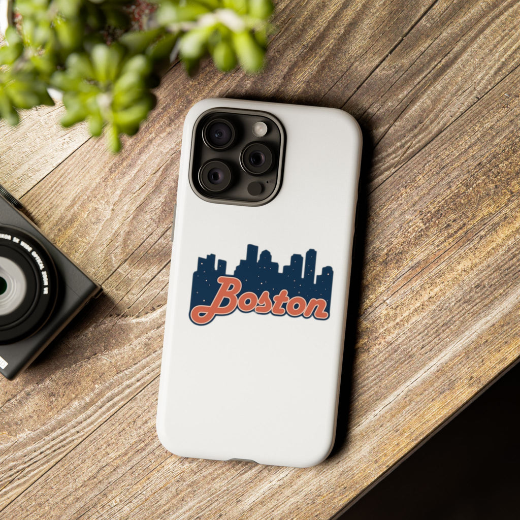 Boston Skyline Tough Phone Case — Vintage Script City Silhouette