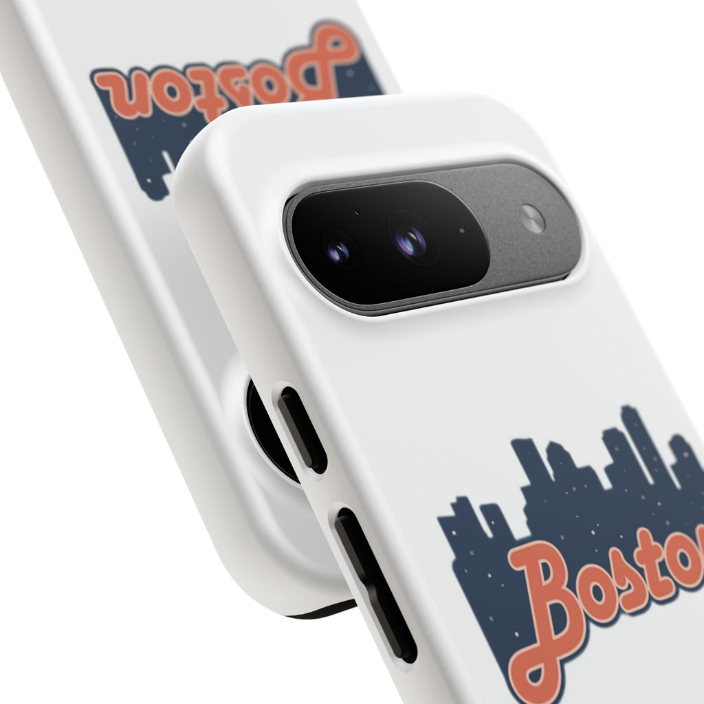Boston Skyline Tough Phone Case — Vintage Script City Silhouette