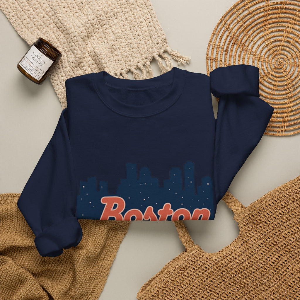 Boston Skyline Sweatshirt – Retro Script City Crewneck