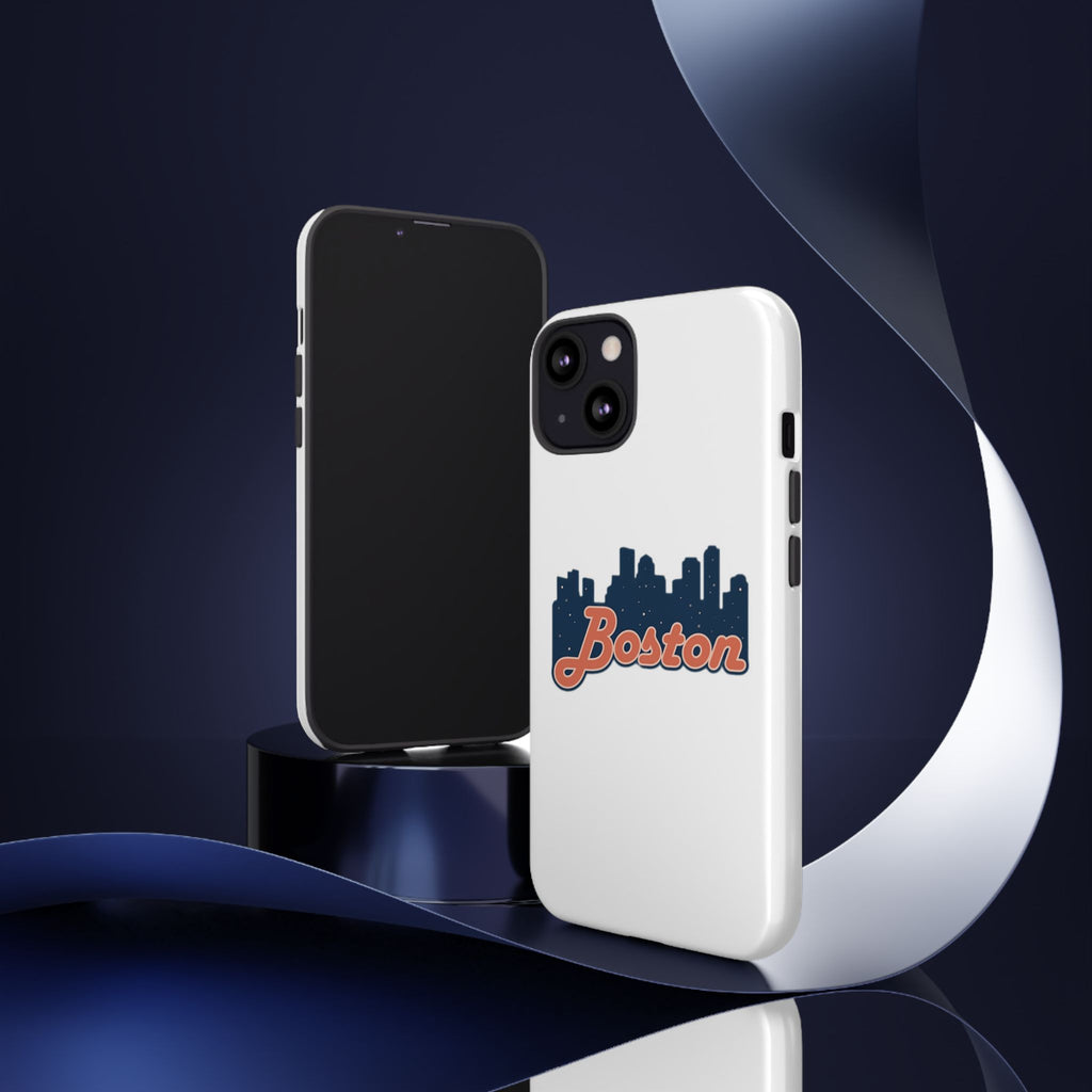 Boston Skyline Tough Phone Case — Vintage Script City Silhouette