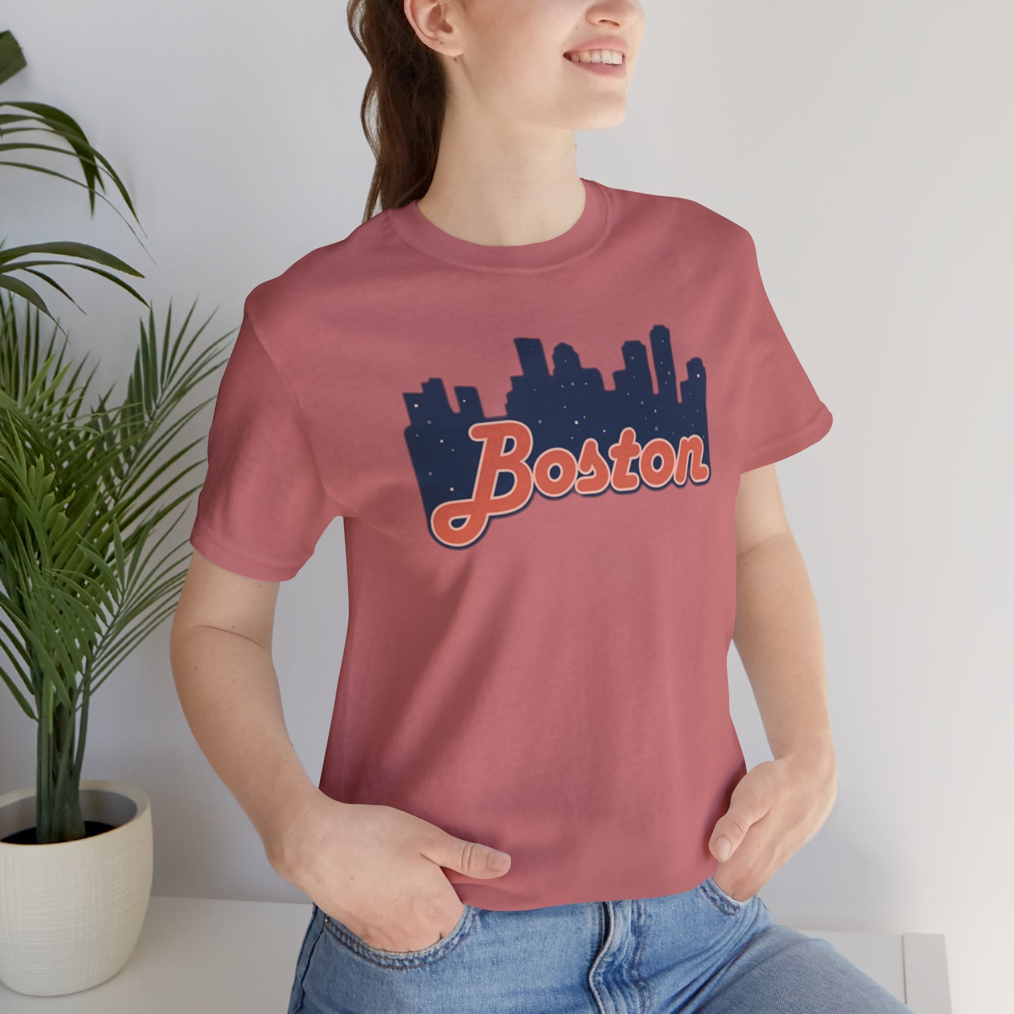 Boston Skyline Tee — Vintage Script City Skyline T-Shirt