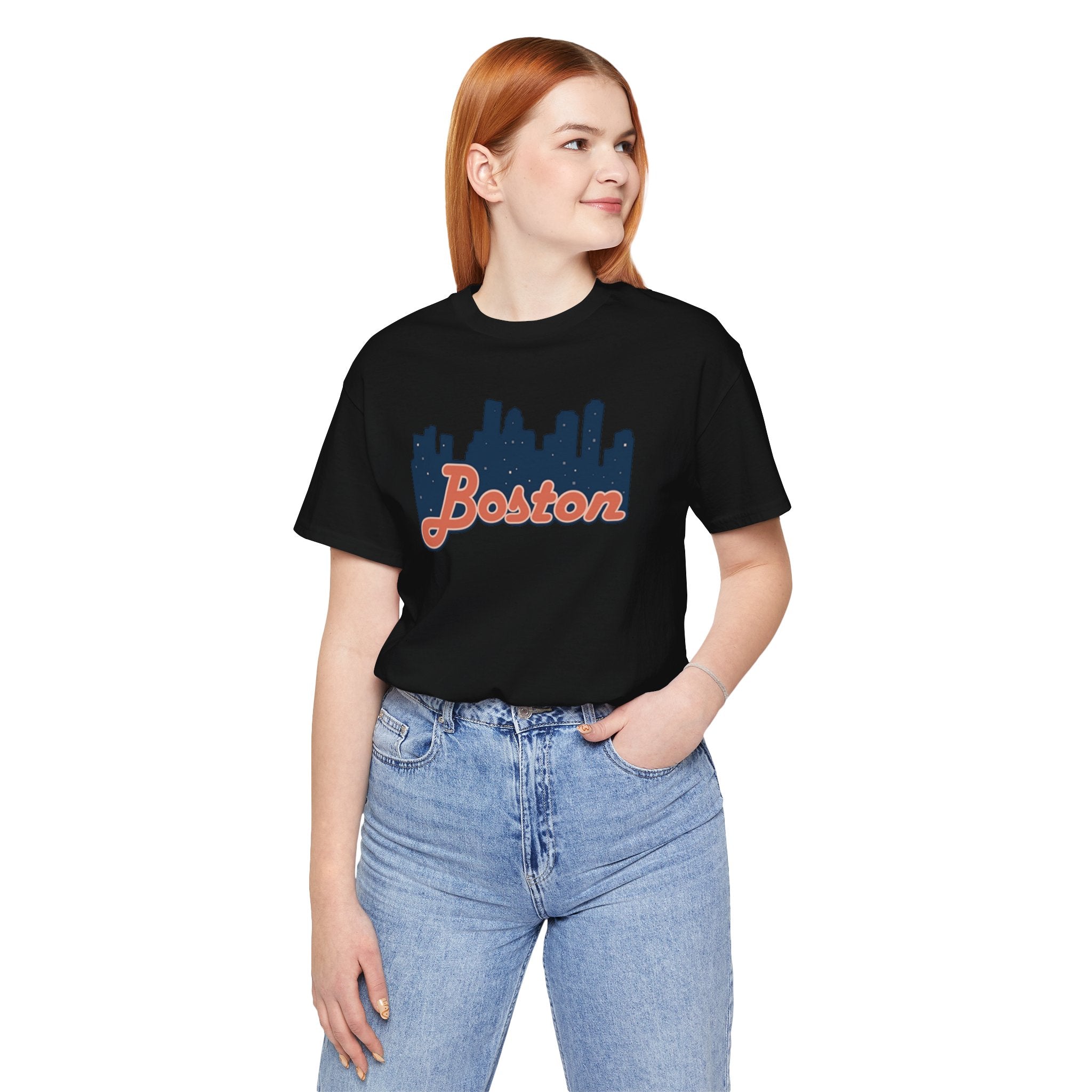 Boston Skyline Tee — Vintage Script City Skyline T-Shirt