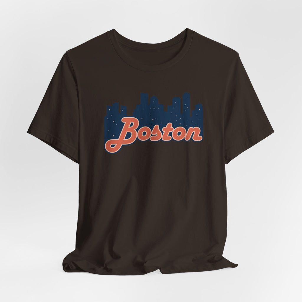 Boston Skyline Tee — Vintage Script City Skyline T-Shirt