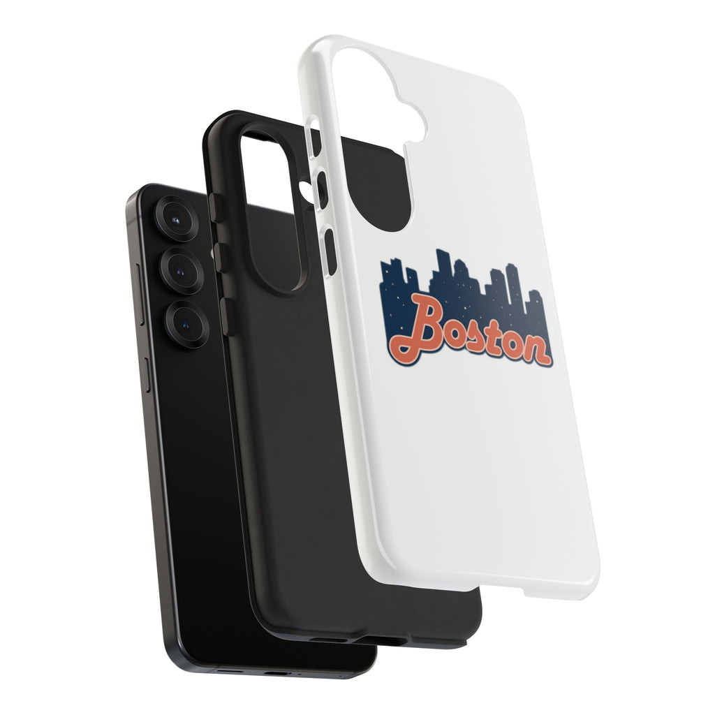 Boston Skyline Tough Phone Case — Vintage Script City Silhouette