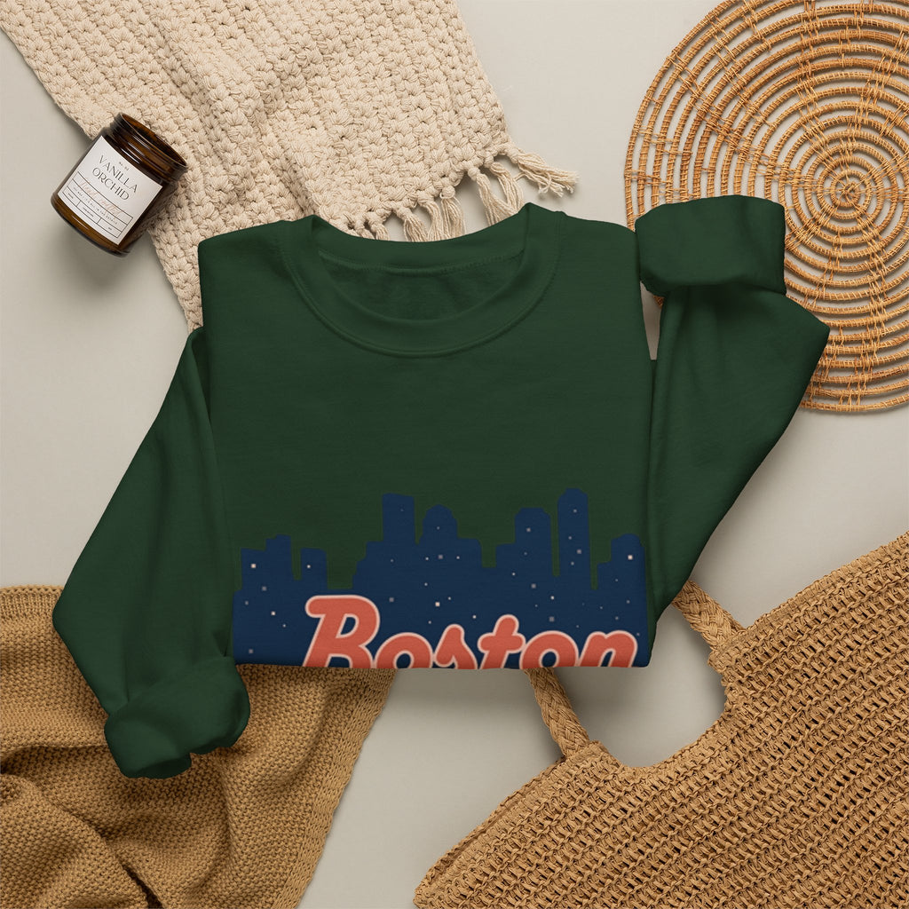 Boston Skyline Sweatshirt – Retro Script City Crewneck