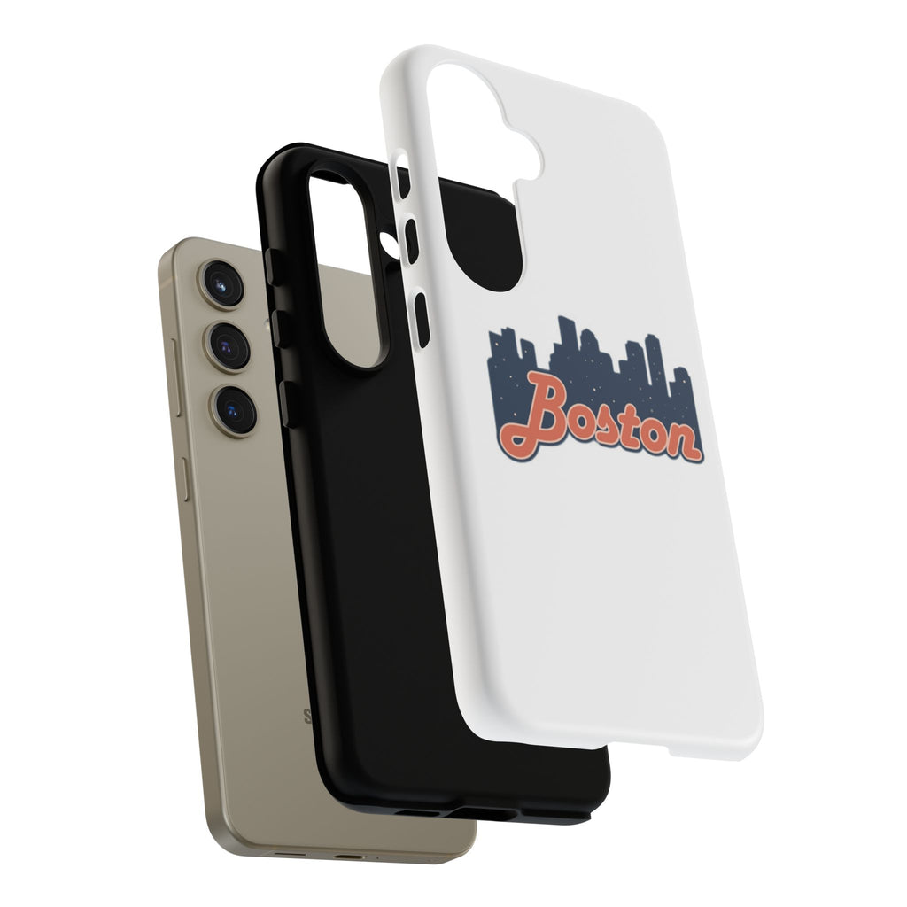 Boston Skyline Tough Phone Case — Vintage Script City Silhouette