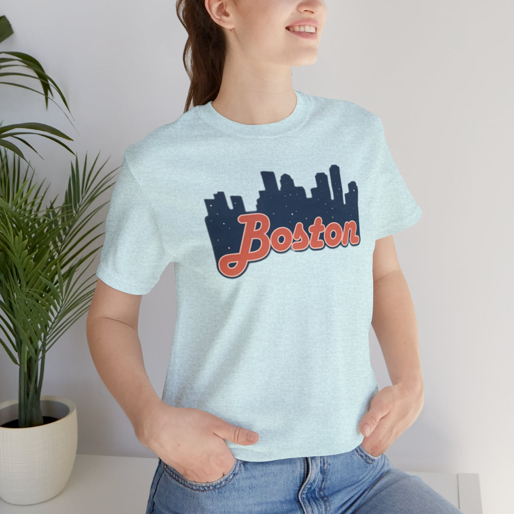 Boston Skyline Tee — Vintage Script City Skyline T-Shirt
