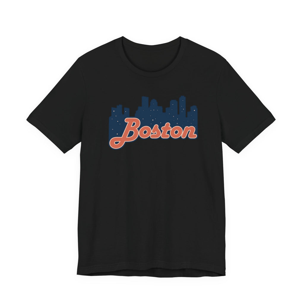 Boston Skyline Tee — Vintage Script City Skyline T-Shirt