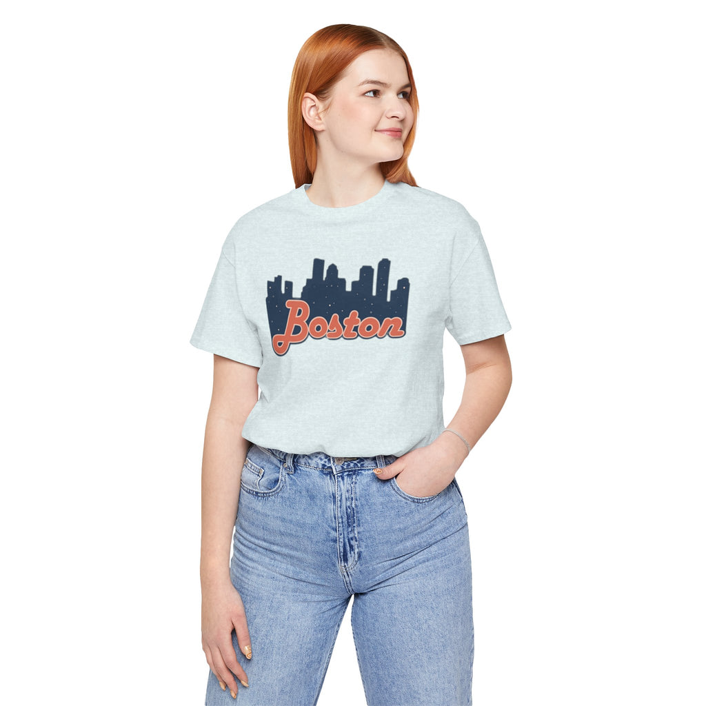 Boston Skyline Tee — Vintage Script City Skyline T-Shirt