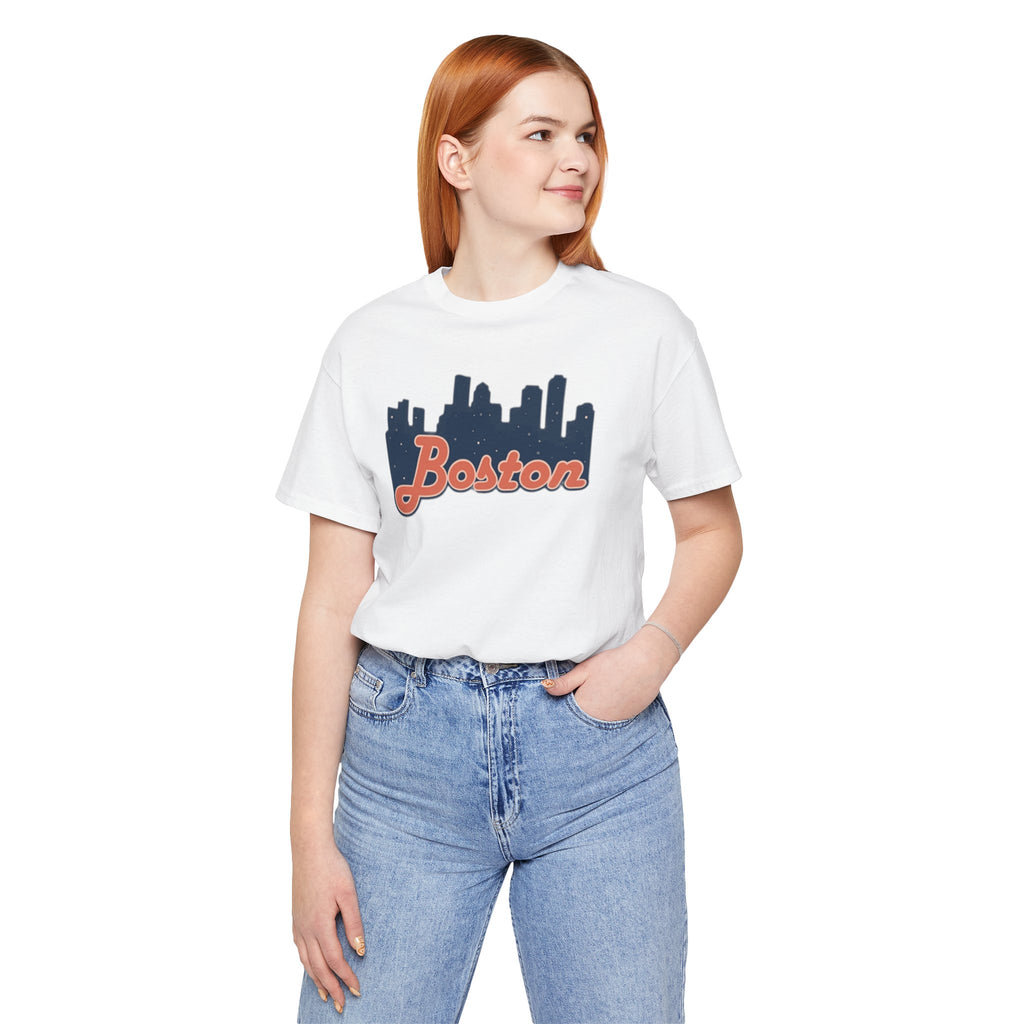 Boston Skyline Tee — Vintage Script City Skyline T-Shirt