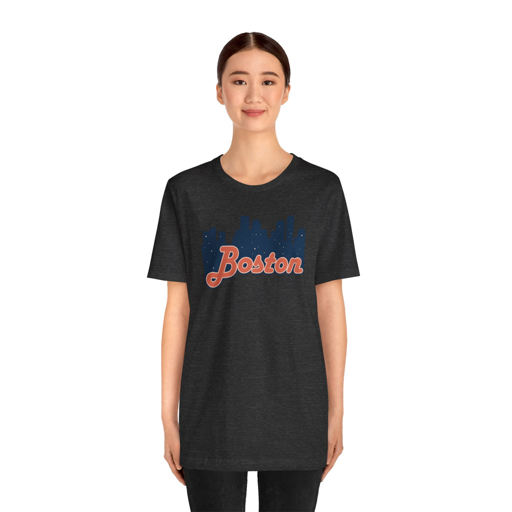 Boston Skyline Tee — Vintage Script City Skyline T-Shirt