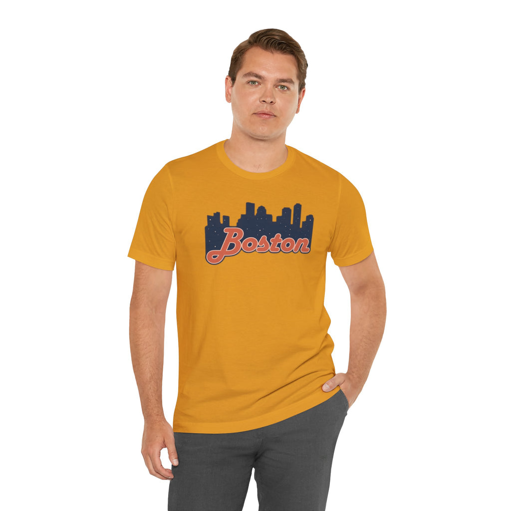 Boston Skyline Tee — Vintage Script City Skyline T-Shirt