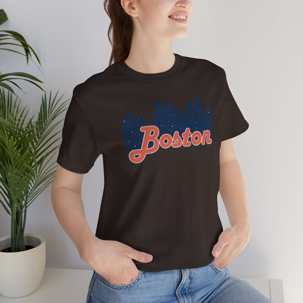 Boston Skyline Tee — Vintage Script City Skyline T-Shirt