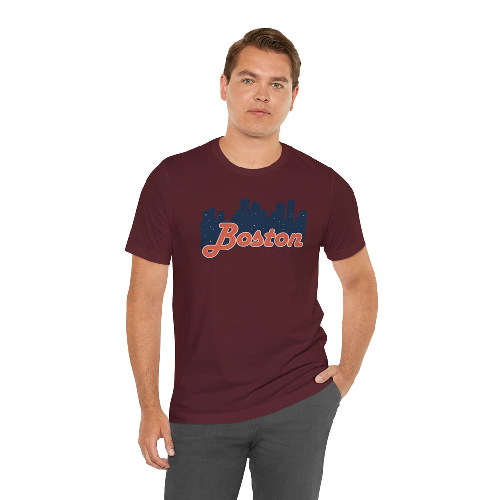 Boston Skyline Tee — Vintage Script City Skyline T-Shirt