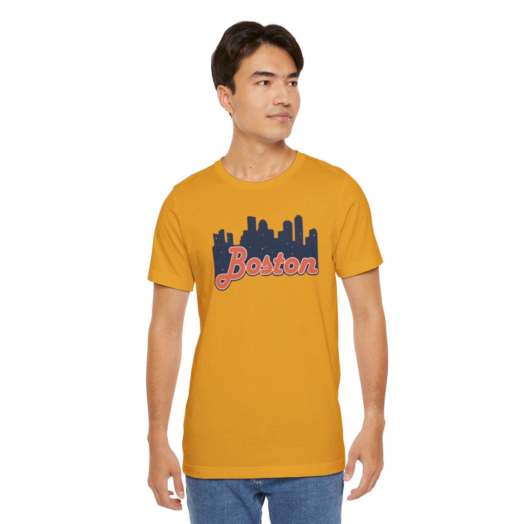 Boston Skyline Tee — Vintage Script City Skyline T-Shirt