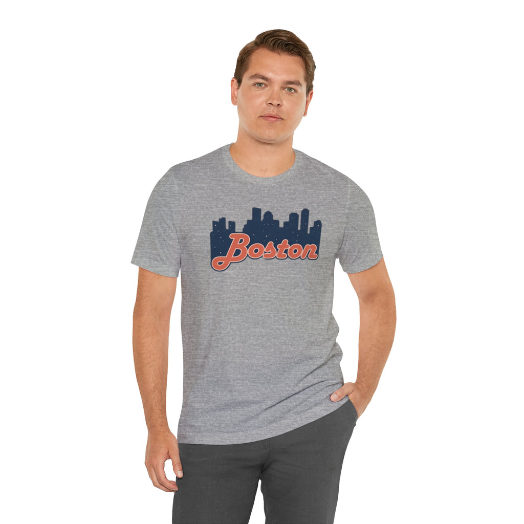 Boston Skyline Tee — Vintage Script City Skyline T-Shirt