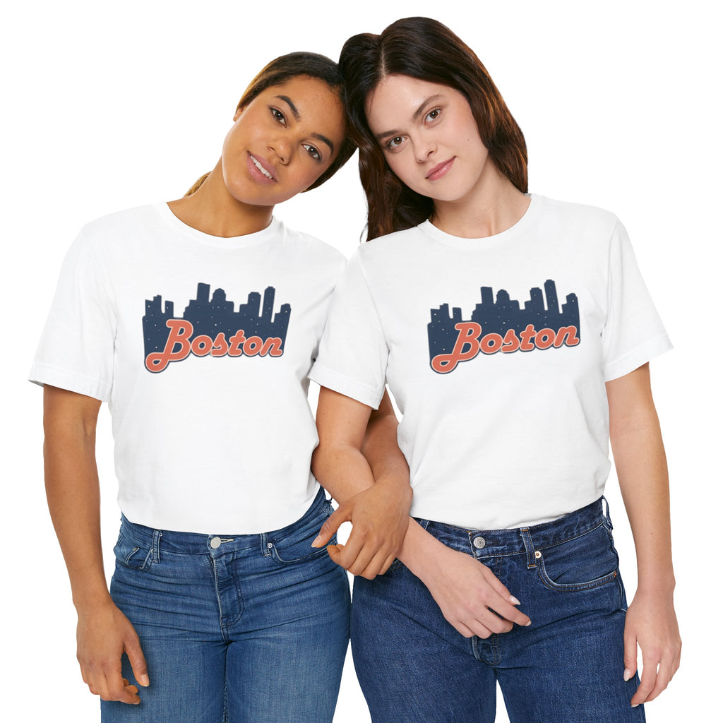 Boston Skyline Tee — Vintage Script City Skyline T-Shirt