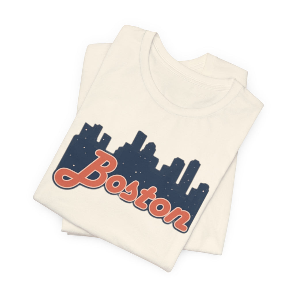 Boston Skyline Tee — Vintage Script City Skyline T-Shirt