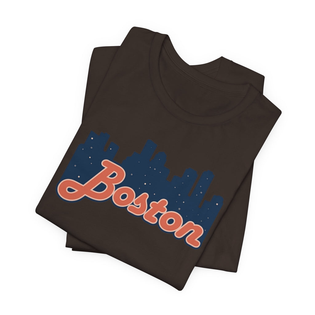 Boston Skyline Tee — Vintage Script City Skyline T-Shirt