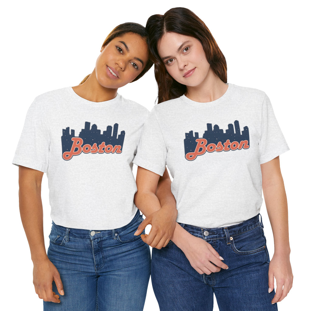 Boston Skyline Tee — Vintage Script City Skyline T-Shirt