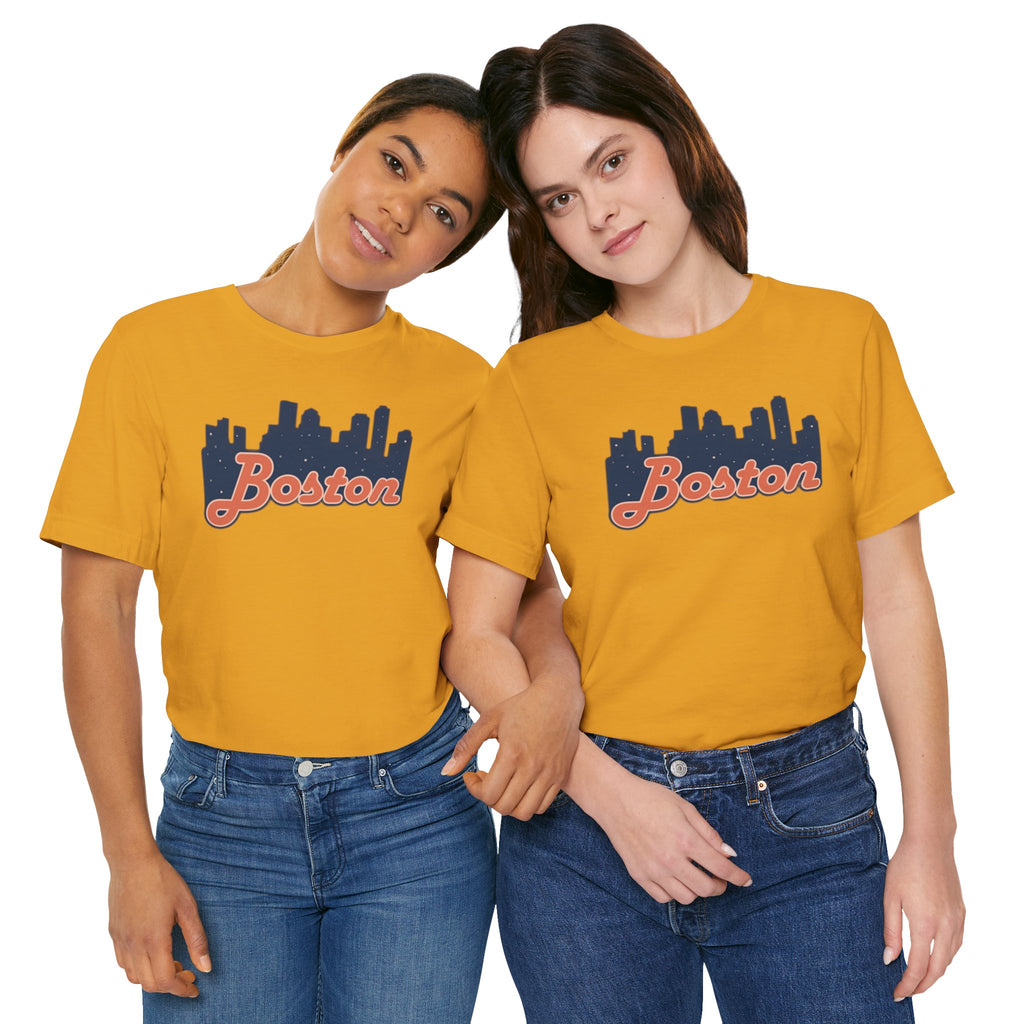 Boston Skyline Tee — Vintage Script City Skyline T-Shirt