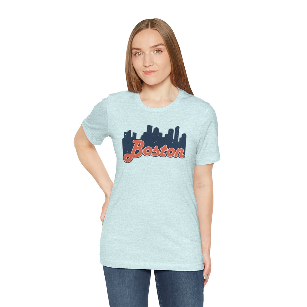 Boston Skyline Tee — Vintage Script City Skyline T-Shirt