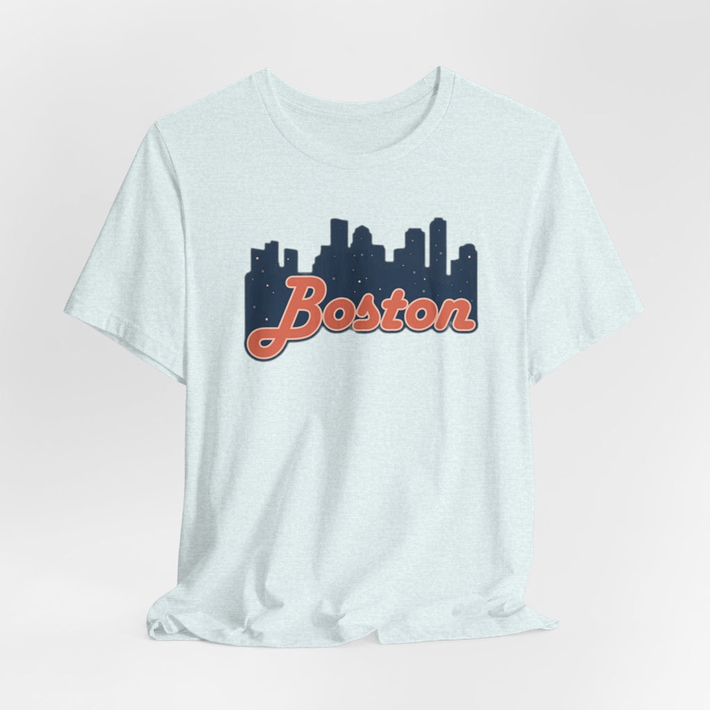 Boston Skyline Tee — Vintage Script City Skyline T-Shirt