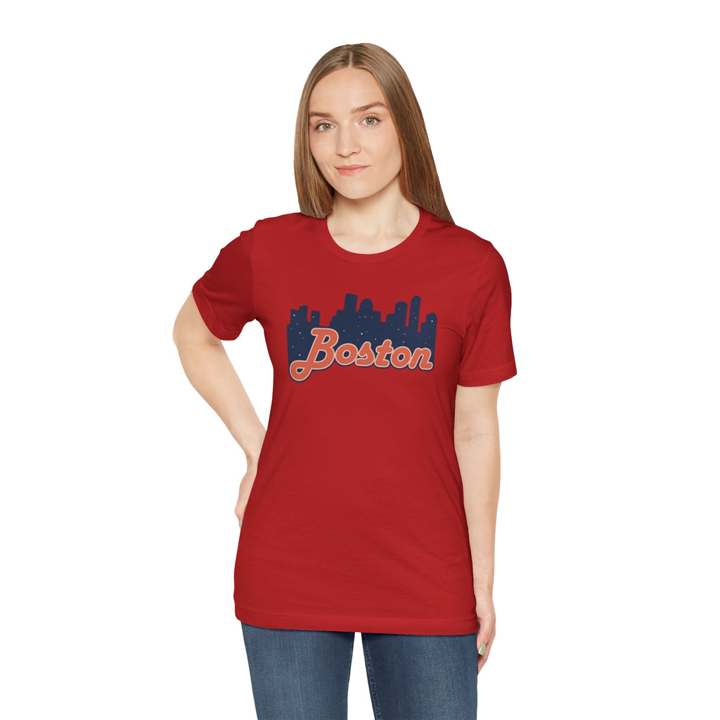 Boston Skyline Tee — Vintage Script City Skyline T-Shirt