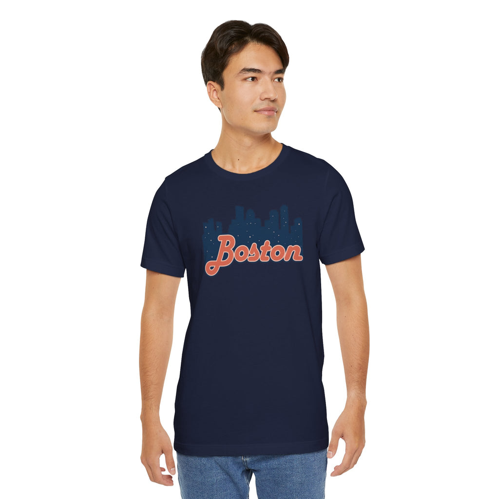 Boston Skyline Tee — Vintage Script City Skyline T-Shirt