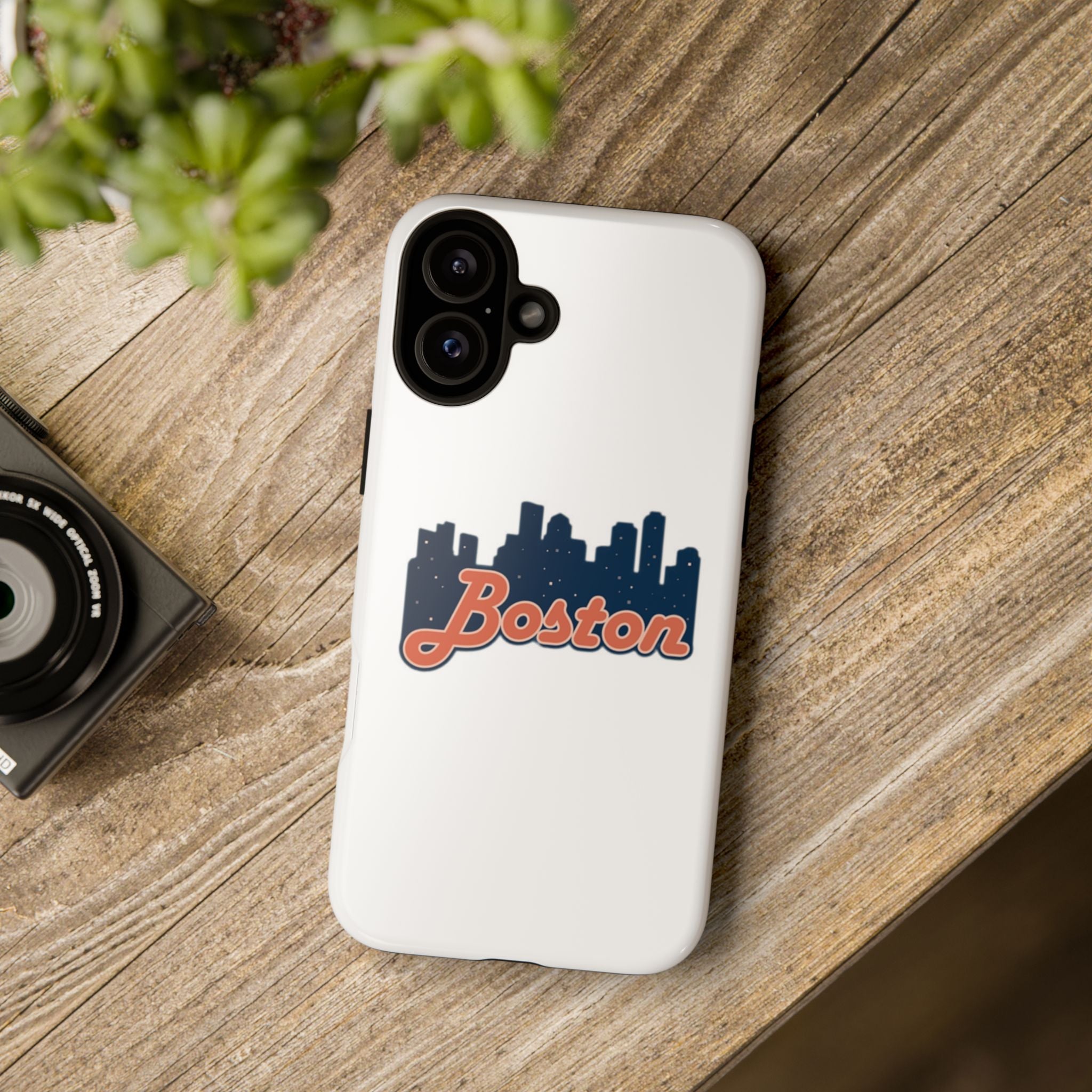 Boston Skyline Tough Phone Case — Vintage Script City Silhouette