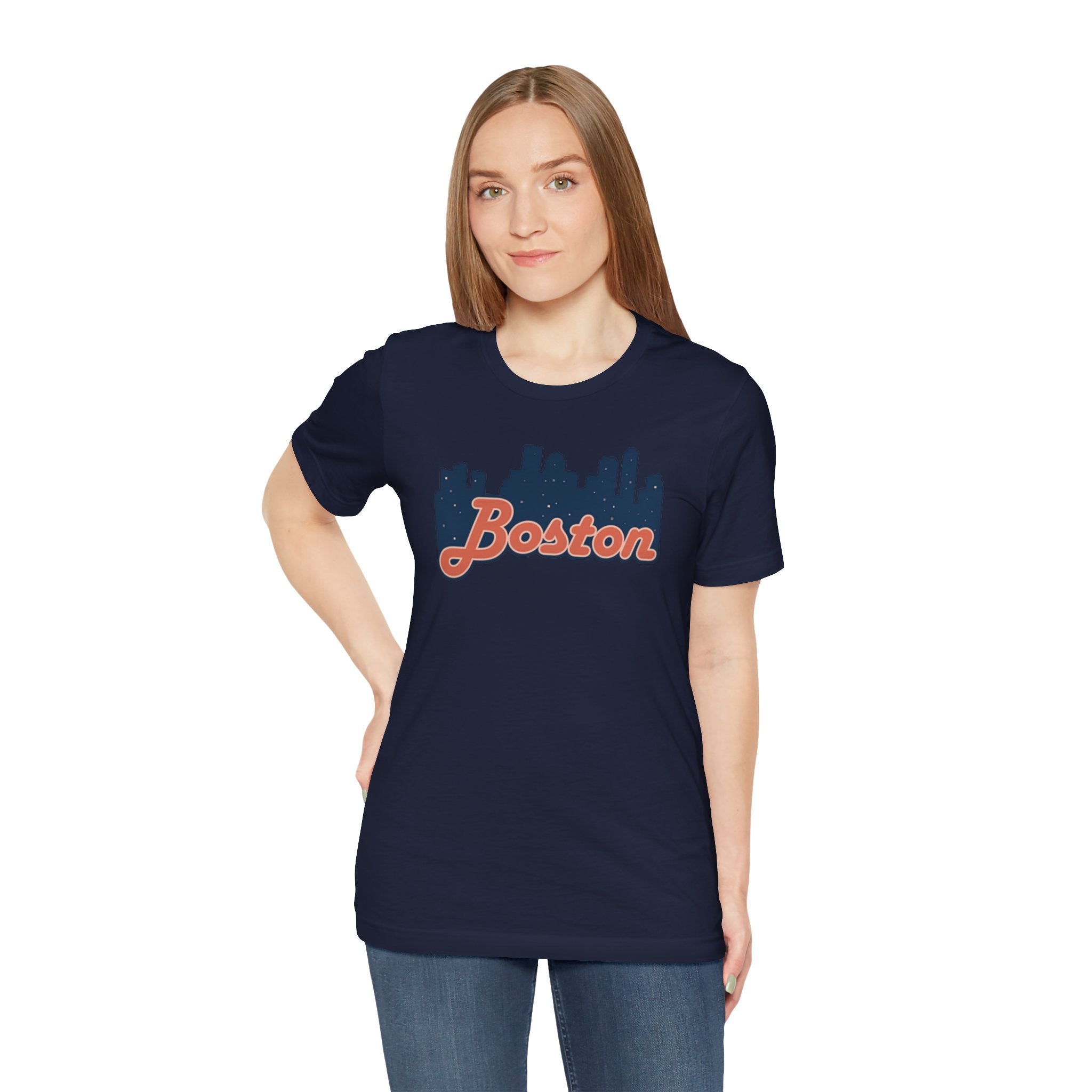 Boston Skyline Tee — Vintage Script City Skyline T-Shirt