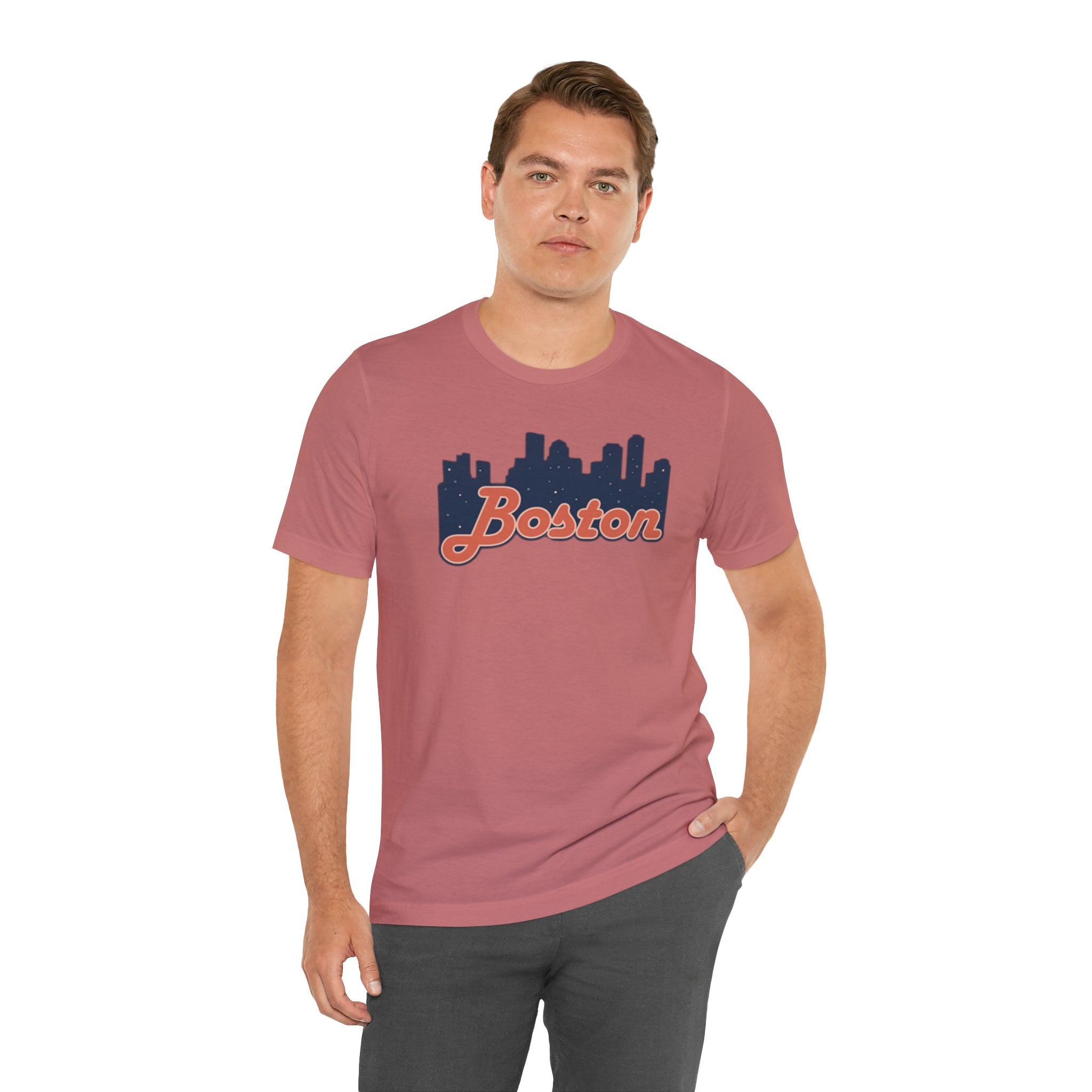 Boston Skyline Tee — Vintage Script City Skyline T-Shirt