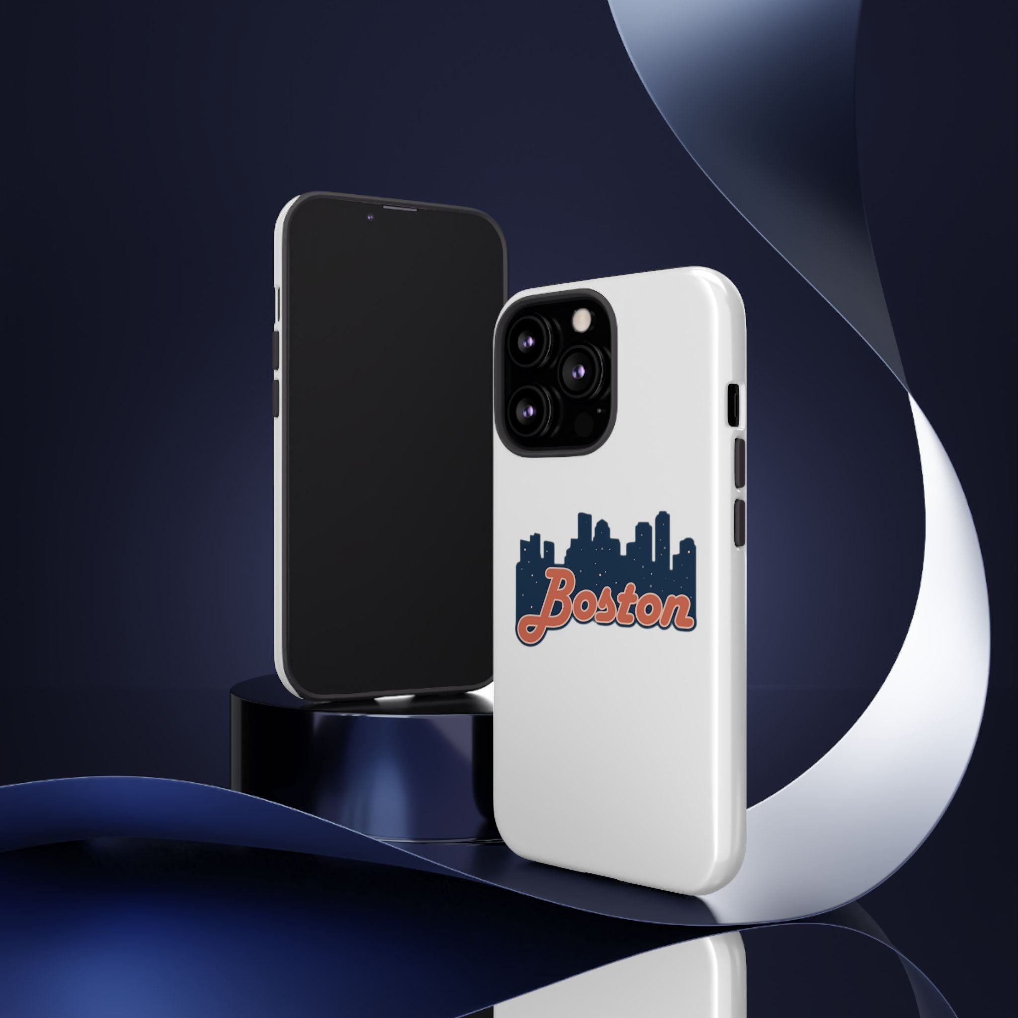 Boston Skyline Tough Phone Case — Vintage Script City Silhouette