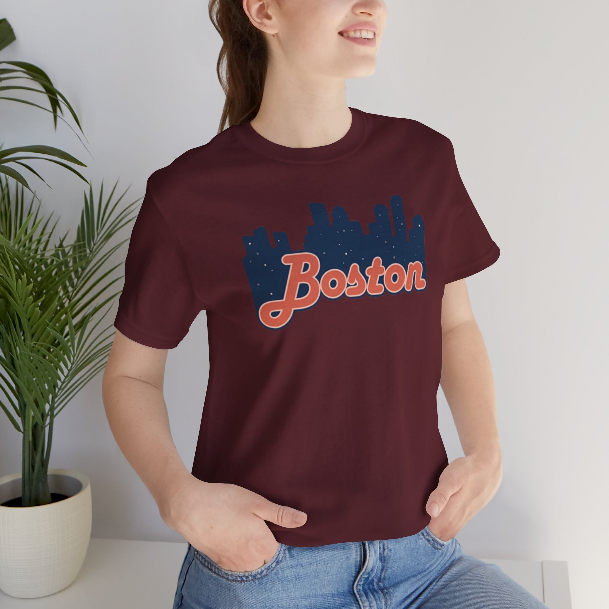 Boston Skyline Tee — Vintage Script City Skyline T-Shirt