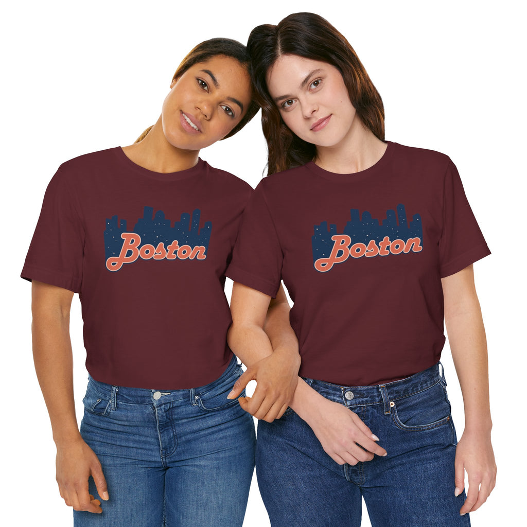 Boston Skyline Tee — Vintage Script City Skyline T-Shirt