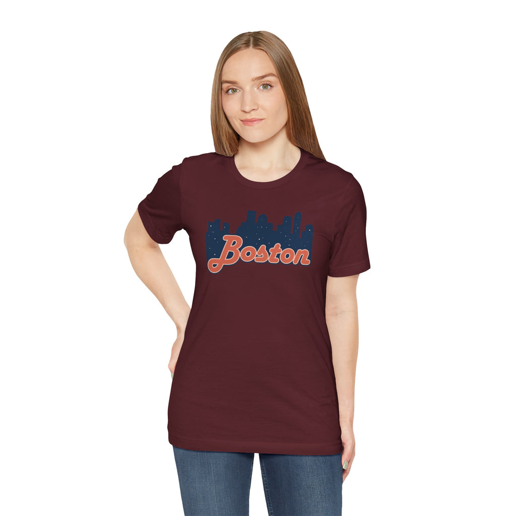 Boston Skyline Tee — Vintage Script City Skyline T-Shirt