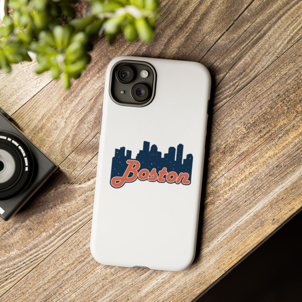 Boston Skyline Tough Phone Case — Vintage Script City Silhouette